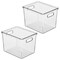 mDesign Plastic Storage Bin Box Container, Lid and Handles, 2 Pack